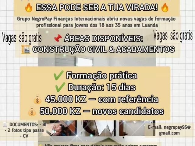 Vaga de emprego na área de construção civil e secretariado
