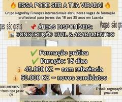 Vaga de emprego na área de construção civil e secretariado